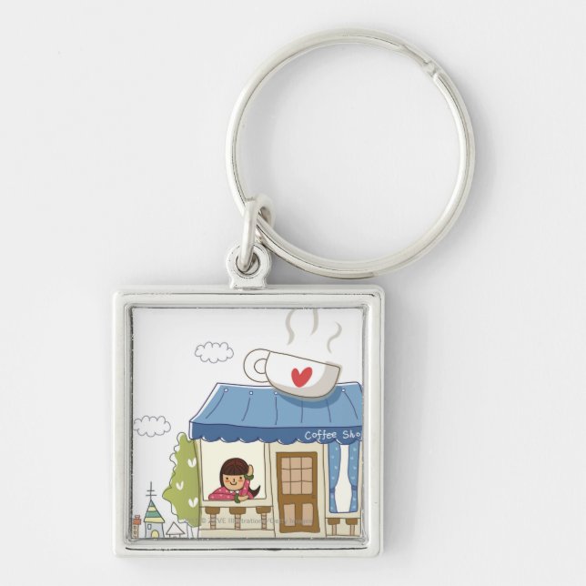 Chaveiro Mulher em uma cafetaria (Frente)