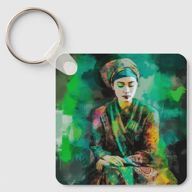 Chaveiro Mulher em Verde (Frente)