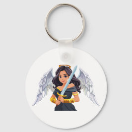 Chaveiro Mulher fofa Anjo com asas abertas e espada