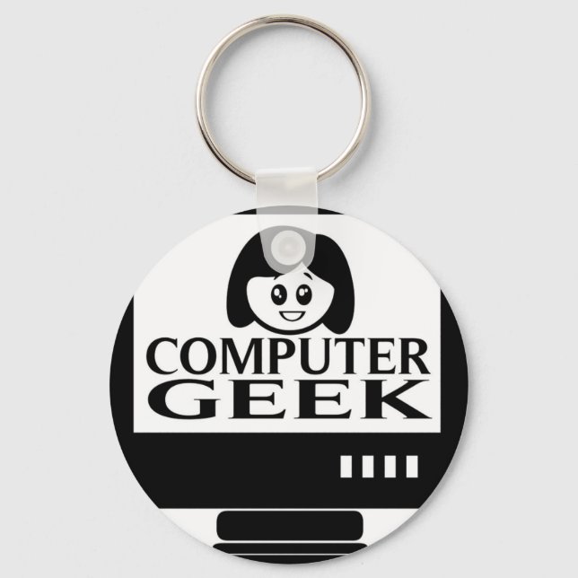 Chaveiro Mulher Geek de Computador (Frente)