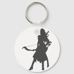 Chaveiro Mulher guerreira da silhueta - Escolher cor de fun