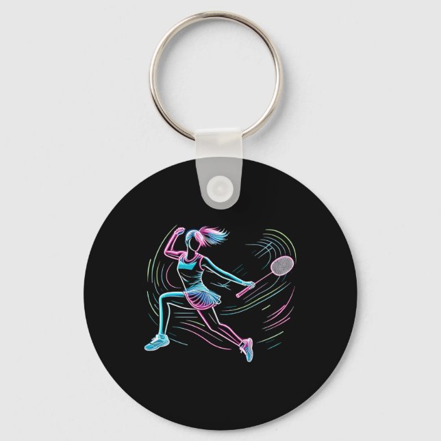 Chaveiro Mulher Jogadora Badminton Shuttle Mulheres Badmint (Frente)