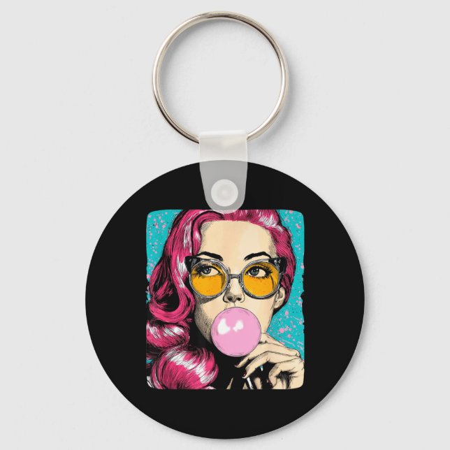 Chaveiro Mulher Legal com Chiclete em Estilo Pop Art (Frente)