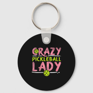 Chaveiro Mulher louca de pickleball senhora engraçada de pi