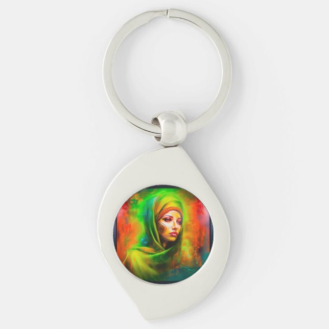 Chaveiro Mulher mística em cores neonárias (Frente)