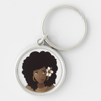 Chaveiro Mulher Negra com Flor no Cabelo Natural