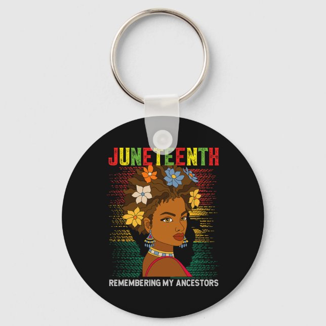 Chaveiro Mulher Negra do Juneteenth Lembrando Meus Ancestra (Frente)