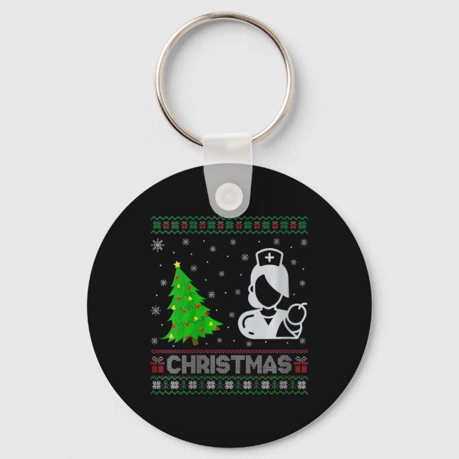 Chaveiro Mulher Parteira Xmas Tree Lighting Ugly Christmas  (Frente)
