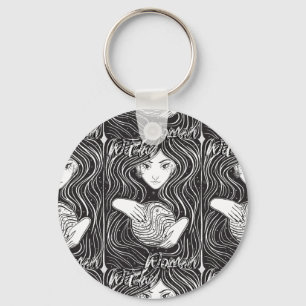 Chaveiro Mulher Witchy Black and White