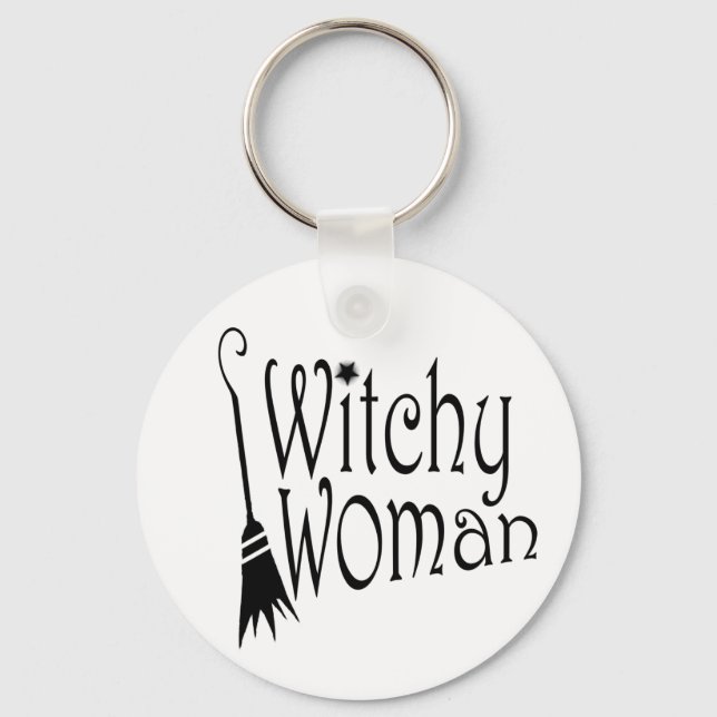 Chaveiro Mulher Witchy Halloween Broom (Frente)