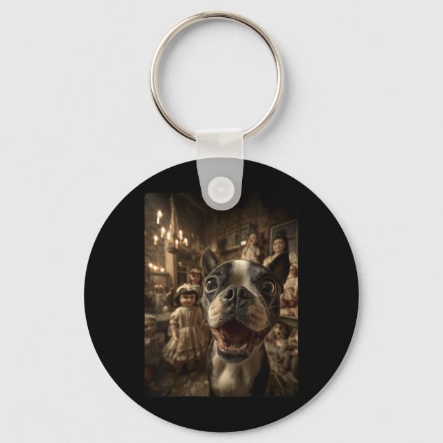 Chaveiro Mulheres Boston Terrier Selfie Com Bonecas Y Assus (Frente)
