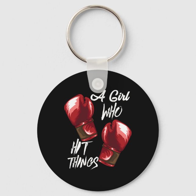 Chaveiro Mulheres Boxe Kickboxing Uma Garota Que Bate Coisa (Frente)