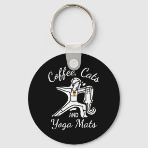Chaveiro Mulheres Café Gatos E Tapetes De Yoga - Nome Engra
