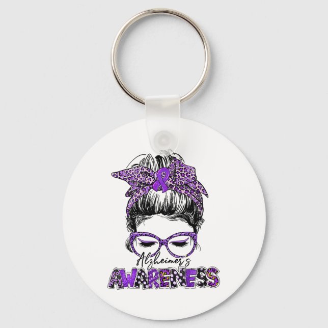 Chaveiro Mulheres com Laço Roxo Forte Conscientização Heime (Frente)