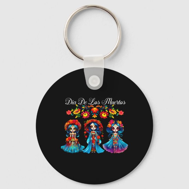 Chaveiro Mulheres de Crânio de Açúcar Dia De Los Muertos Ca (Frente)