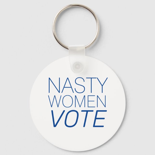Chaveiro "Mulheres nojentas votam" azul branco (Frente)