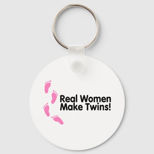 Chaveiro Mulheres Reais Fazem Gêmeos (Pegadas Rosa) (Frente)