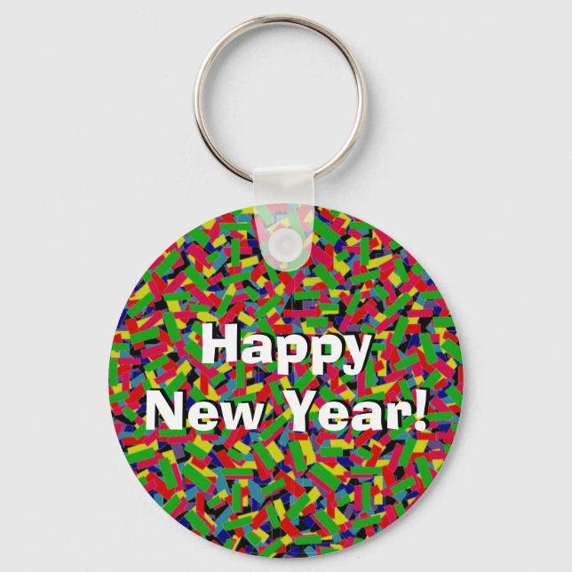 Chaveiro Multicolor Confetti "Feliz ano novo"! (Frente)