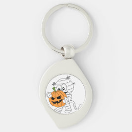 Chaveiro Múmia de Cartoon Laranja Spooky Com Pumpkin