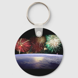 Chaveiro Mundo e fogos de artifício