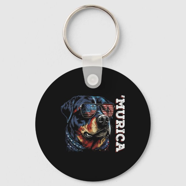 Chaveiro Murica Patriotic Rottweiler 4 De Julho (Frente)