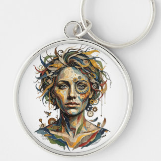 Chaveiro Musa Mecânica — Um Retrato Surreal Steampunk