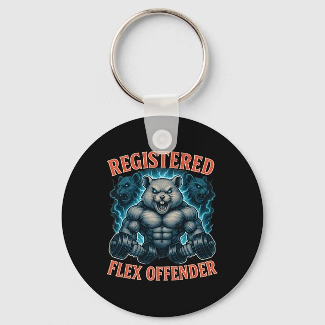 Chaveiro Muscle Hamster Registrado Flex Offender Funny Gym (Frente)