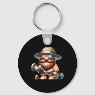 Chaveiro Muscleman Gnomo com Dumbbels Engraçado Malhação Wo
