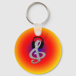 Chaveiro Música Gclef com auriculares