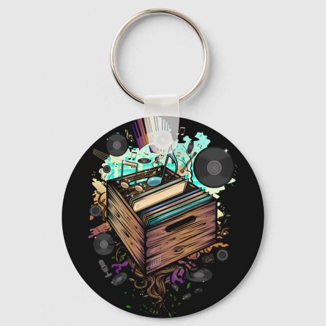 Chaveiro Música Vinyl Crate (Frente)
