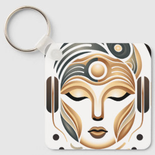 Chaveiro Música Zen Minimalista Deusa Geométrica Abstrata