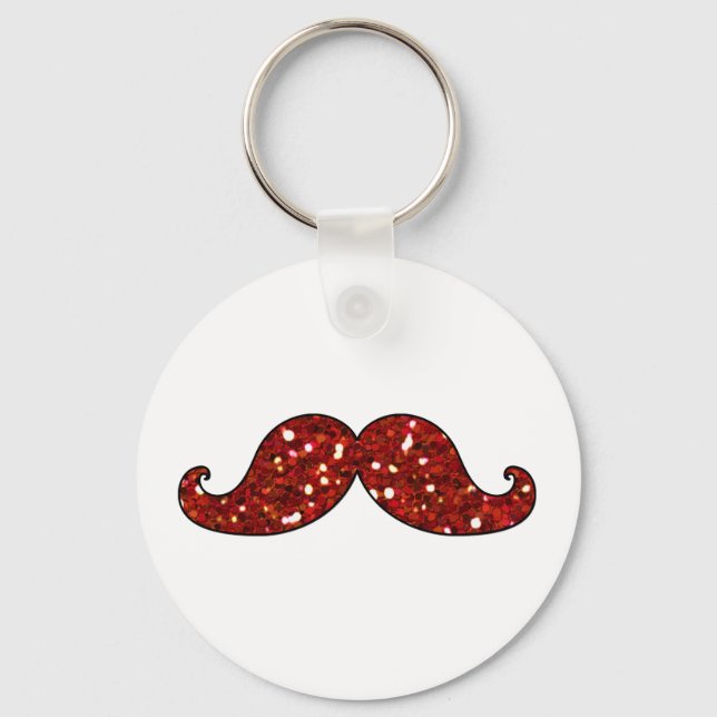 CHAVEIRO MÚSTACHE VERMELHO FUNCIONADO IMPRESSO GLITTER (Frente)
