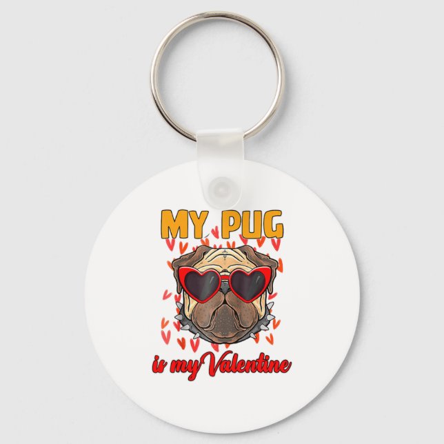 Chaveiro My Pug In My Valentine Cute Valentineu2019s Day Pe (Frente)