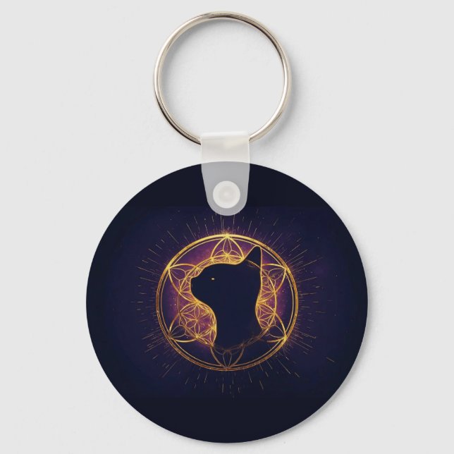 Chaveiro Mystic Feline Within the Sacred Circle (Frente)