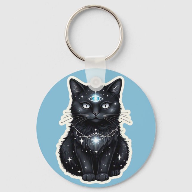 Chaveiro Mystic Galaxy Cat Keychain (Frente)