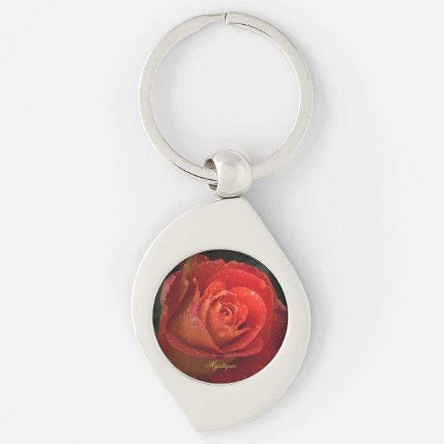 Chaveiro Mystique Dark Botanical Red Orange Rose Keyring (Frente)