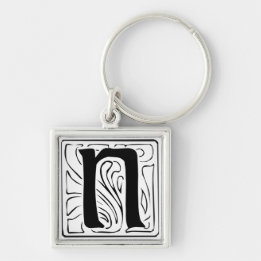 Chaveiro N Monogramm schwarz weiß Schlüsselanhänger
