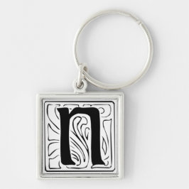 Chaveiro N Monogramm schwarz weiß Schlüsselanhänger