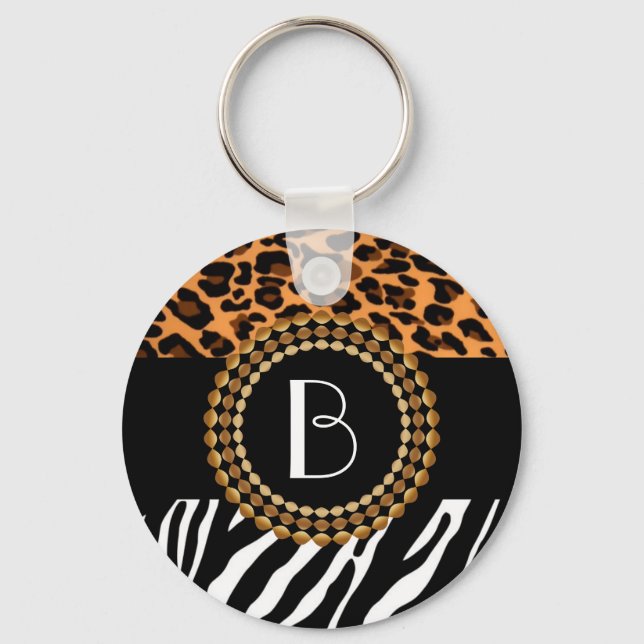 Chaveiro Na moda Animal Prints Zebra e Padrões-leopardo (Frente)