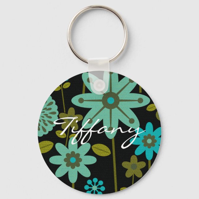 Chaveiro Na moda floral cadeia de teclas (Frente)