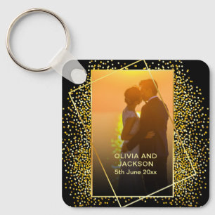 Chaveiro Na moda Happy Namorados Dourado casal Glitter