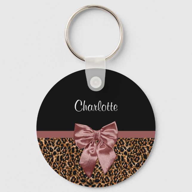 Chaveiro Na moda Leopard Imprima Arco castanho legante e no (Frente)