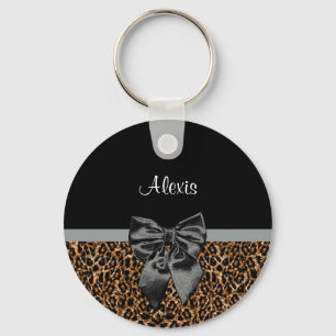 Chaveiro Na moda Leopard Imprima o Arco preto elegante e no