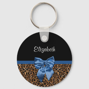 Chaveiro Na moda Leopard Print Elegante Blue Arco e nome