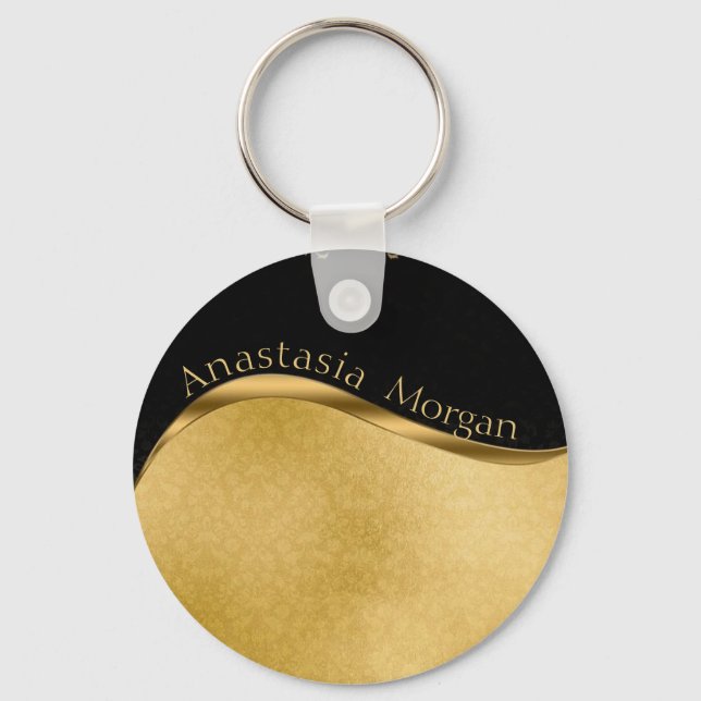 Chaveiro Na moda moderno, preto e Dourado (Frente)