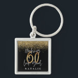 Chaveiro Na moda preto moderno e brilho dourado 60 anos<br><div class="desc">O moderno efeito negro e dourado reluz o presente de aniversário de 60 anos. Parte de uma coleção elegante de na moda.</div>