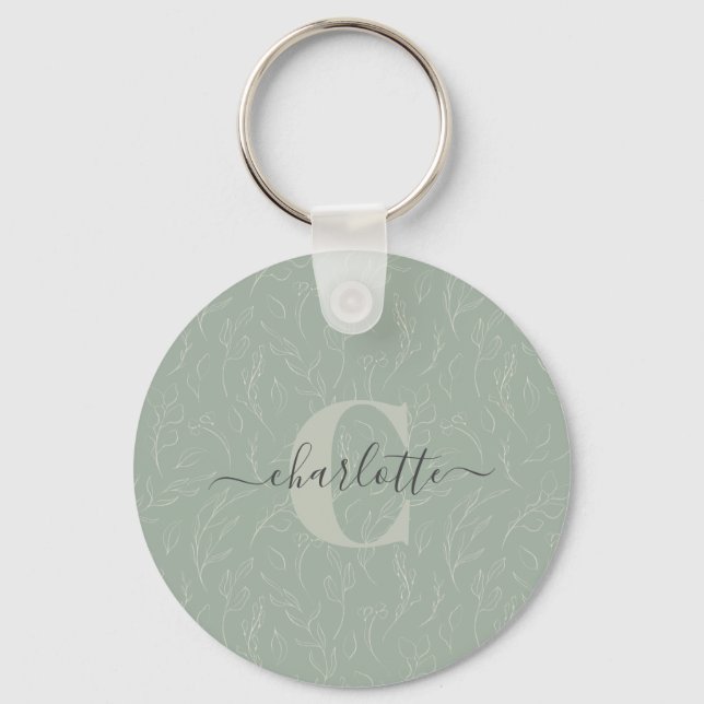 Chaveiro Na moda Rustic Sage Green Botanical Name (Frente)