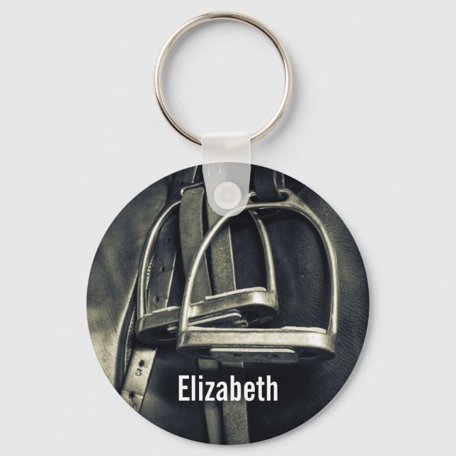 Chaveiro Na moda Silver Stirrups em Inglês Riding Saddle (Frente)