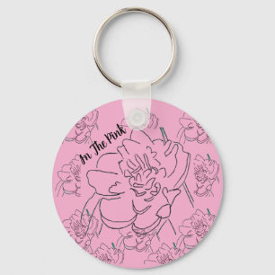 Chaveiro Na Pulseira de Chaves Peônias Rosa