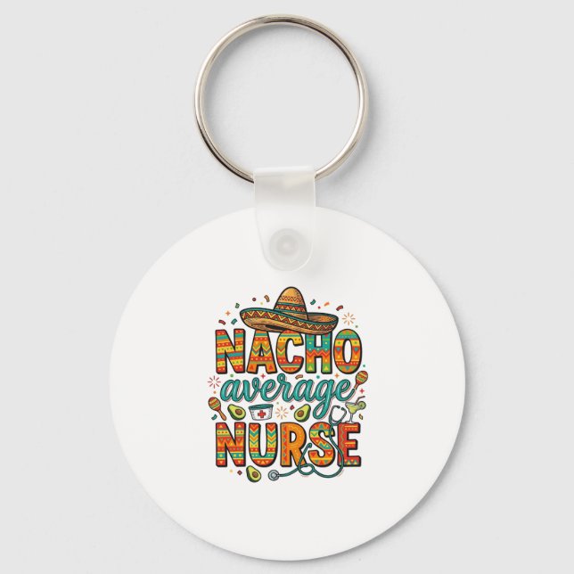 Chaveiro Nacho Enfermeira Média Fiesta Vector Camisa Design (Frente)
